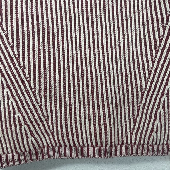 Rachel Zoe cowl neck sweater ribbed striped long sleeve size XS white burgundy - Picture 6 of 8